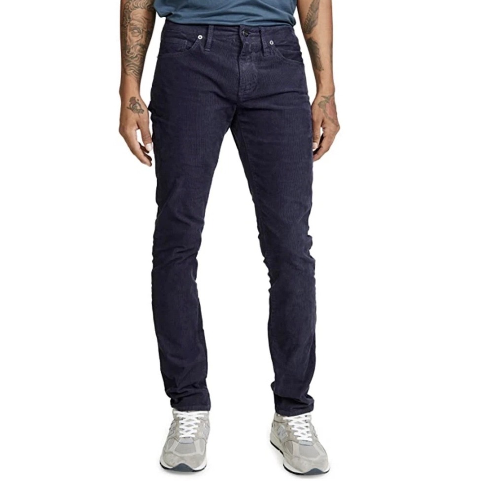 $195.00 FRAME DENIM Men's L'Homme‎ Slim Fit Five Pocket Corduroy Pants NAVY